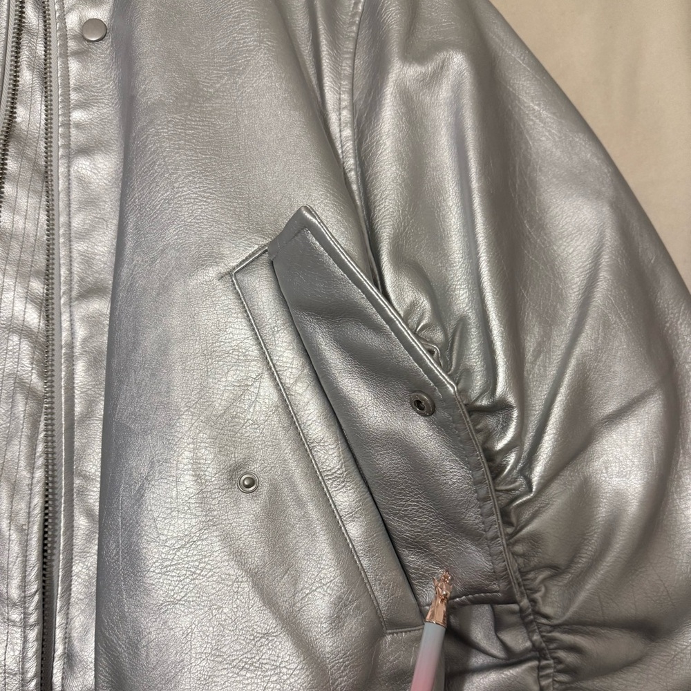 Zara Metallic Faux Leather Jacket - Picture 6 of 8